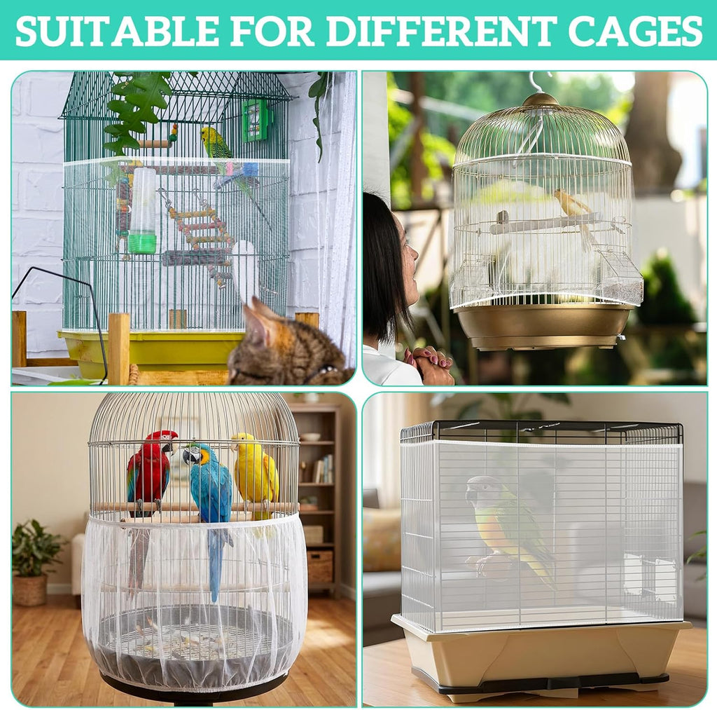 Close up of breathable mesh fabric on bird cage cover