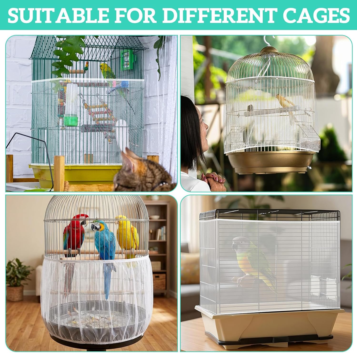 Breathable airy mesh fabric detail of bird cage seed catcher