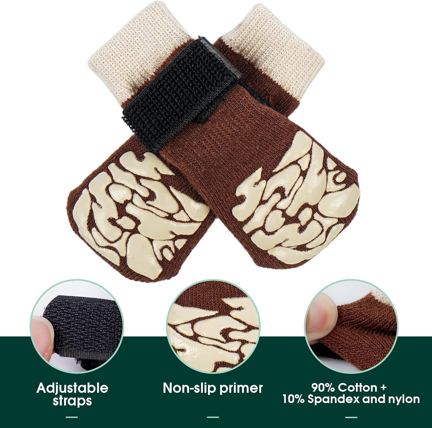 Close up of Kuoser dog sock adjustable strap mechanism