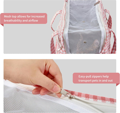 Close up of mesh window and durable fabric on Machamie carrier