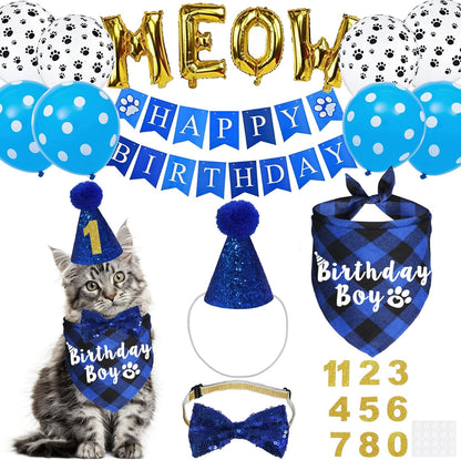 JOTFA cat birthday party supplies kit front view