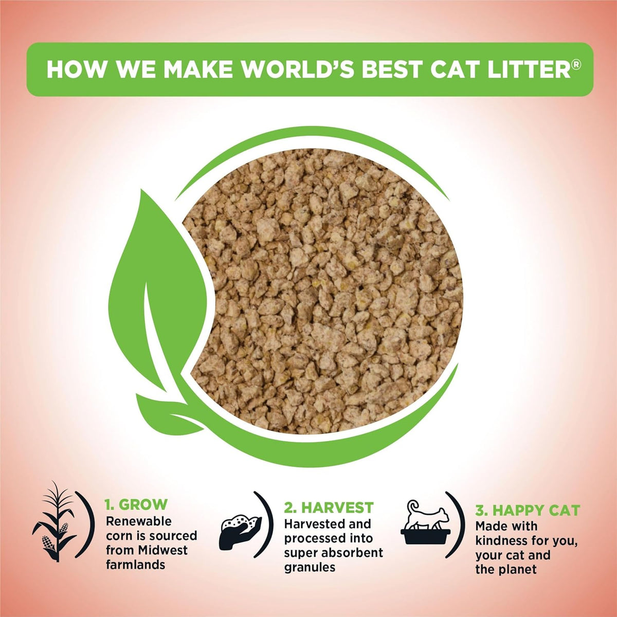Close up of quick clumping texture inside a litter box