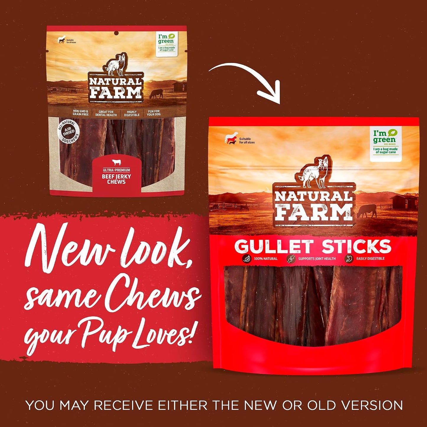 Twenty-five count pack of Natural Farm beef esophagus sticks