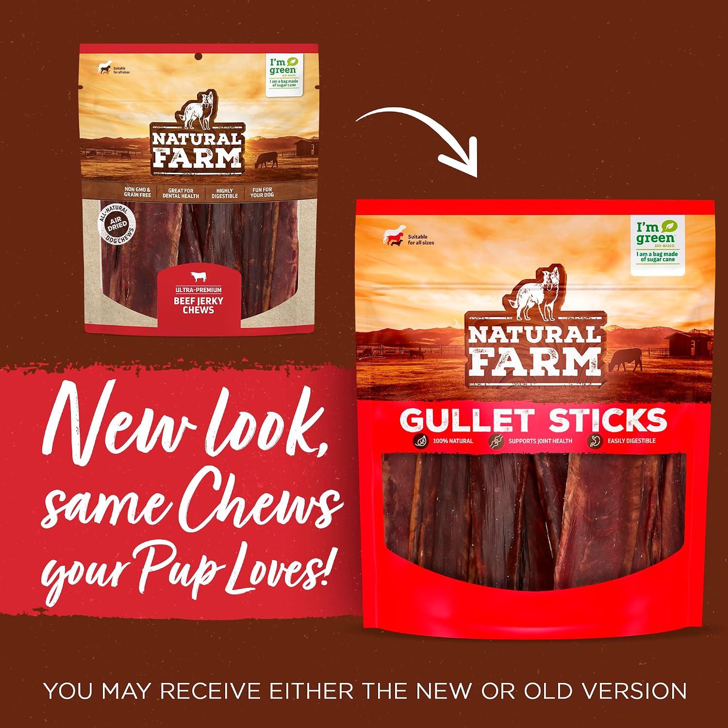 Twenty-five count pack of Natural Farm beef esophagus sticks