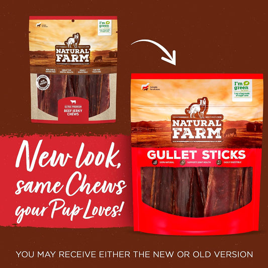 Twenty-five count pack of Natural Farm beef esophagus sticks