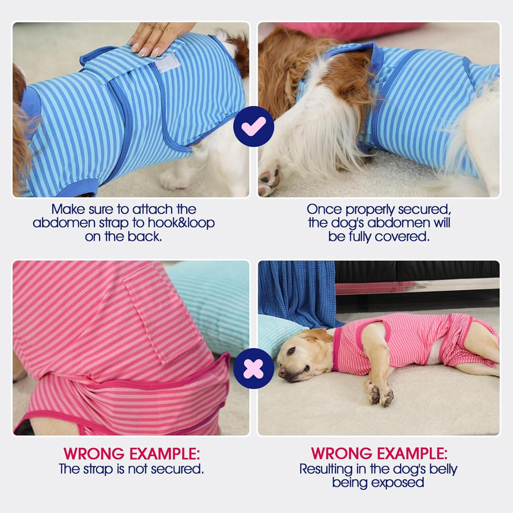 FUAMEY Recovery Suit for Dogs After Surgery,Soft Breathable Dog Bodysuit E-Collar & Cone Alternative Surgical Suit,Male Female Dog Neuter Spay Suits Anti Licking Wounds Onesie Rose Stripes L - Image 9