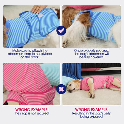 FUAMEY Recovery Suit for Dogs After Surgery,Soft Breathable Dog Bodysuit E-Collar & Cone Alternative Surgical Suit,Male Female Dog Neuter Spay Suits Anti Licking Wounds Onesie Rose Stripes L - Image 9