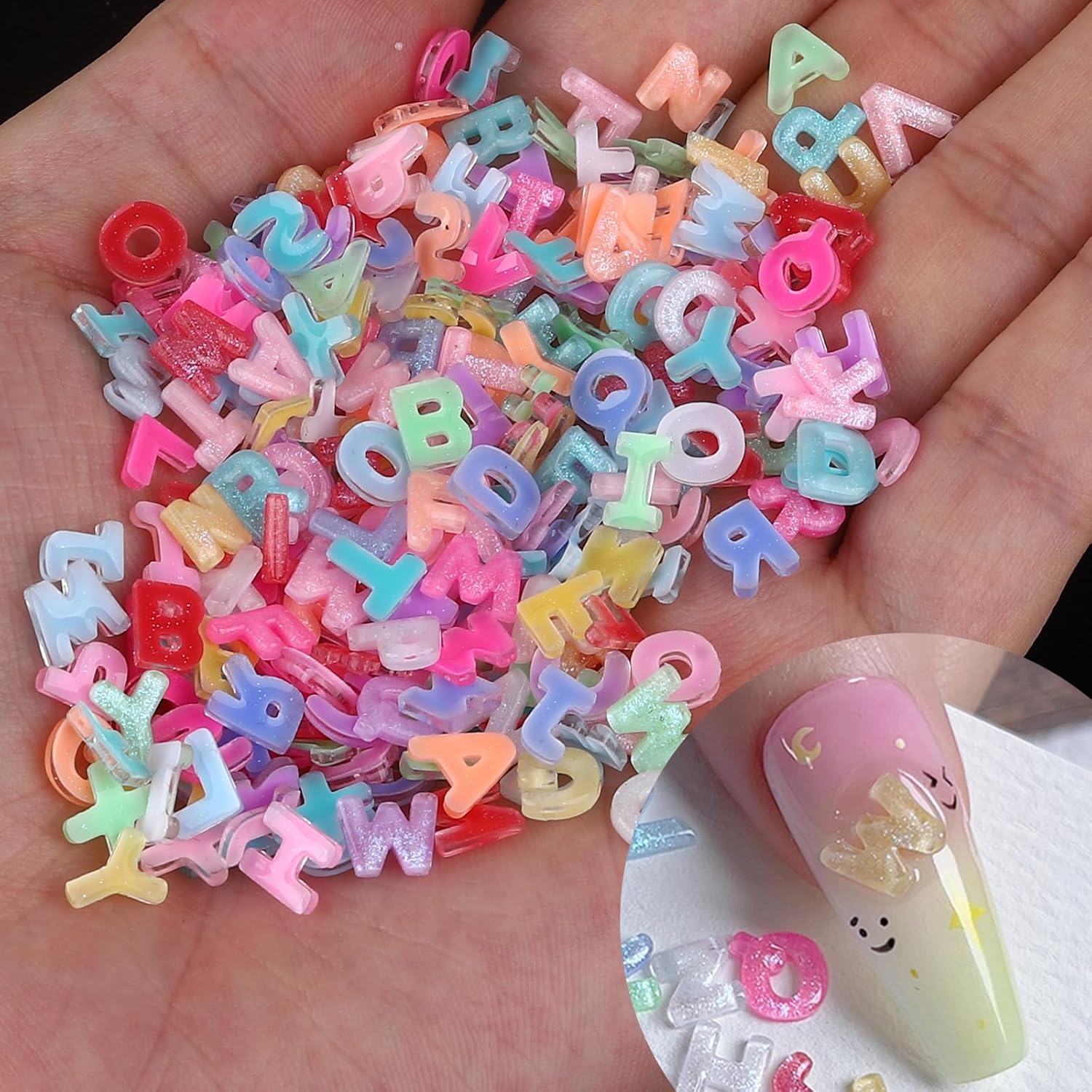 Yuanan letter nail art charms set front view