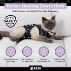 Cat Surgery Recovery Suit Female Cat Onesie for Cats After Surgery Spay Surgical Abdominal Wound Skin Diseases E-Collar Alternative Wear Kitten (Black, Large) - Image 6