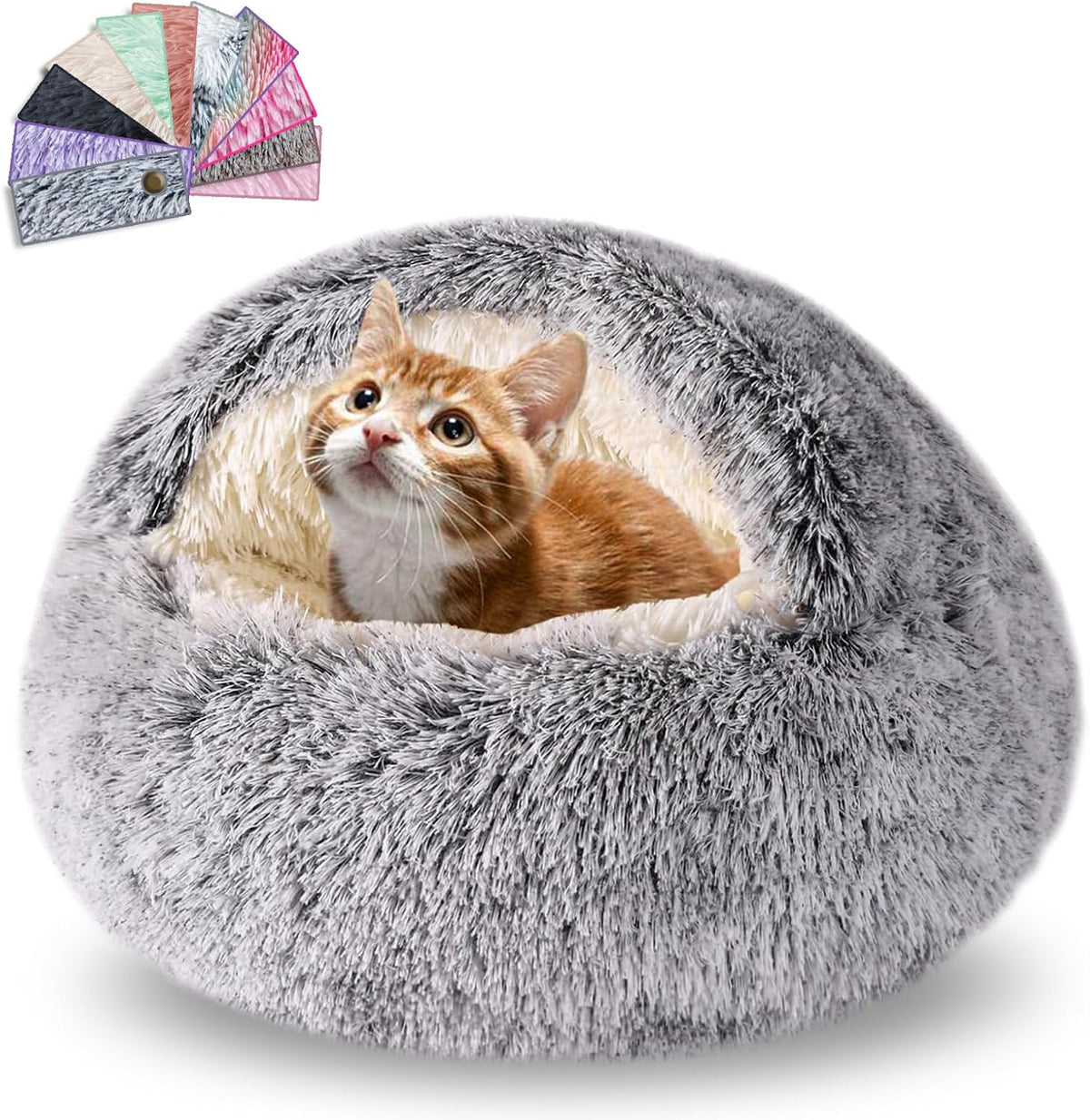 FORMYCATIE Cat Beds for Indoor Cats,Cat Cave for Puppy and Kitty,Calming Small Dog Bed for Small Dogs with Cover Cave,Cozy Warming Fluffy Washable Anti-Slip Pet Sleeping Bag(20 * 20inch,Dark Gray) - Image 10