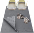 Waretary extra large grey cat litter box mat front view showing honeycomb double layer structure