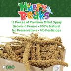 Close up of natural whole French millet sprays in a 6 ounce bag