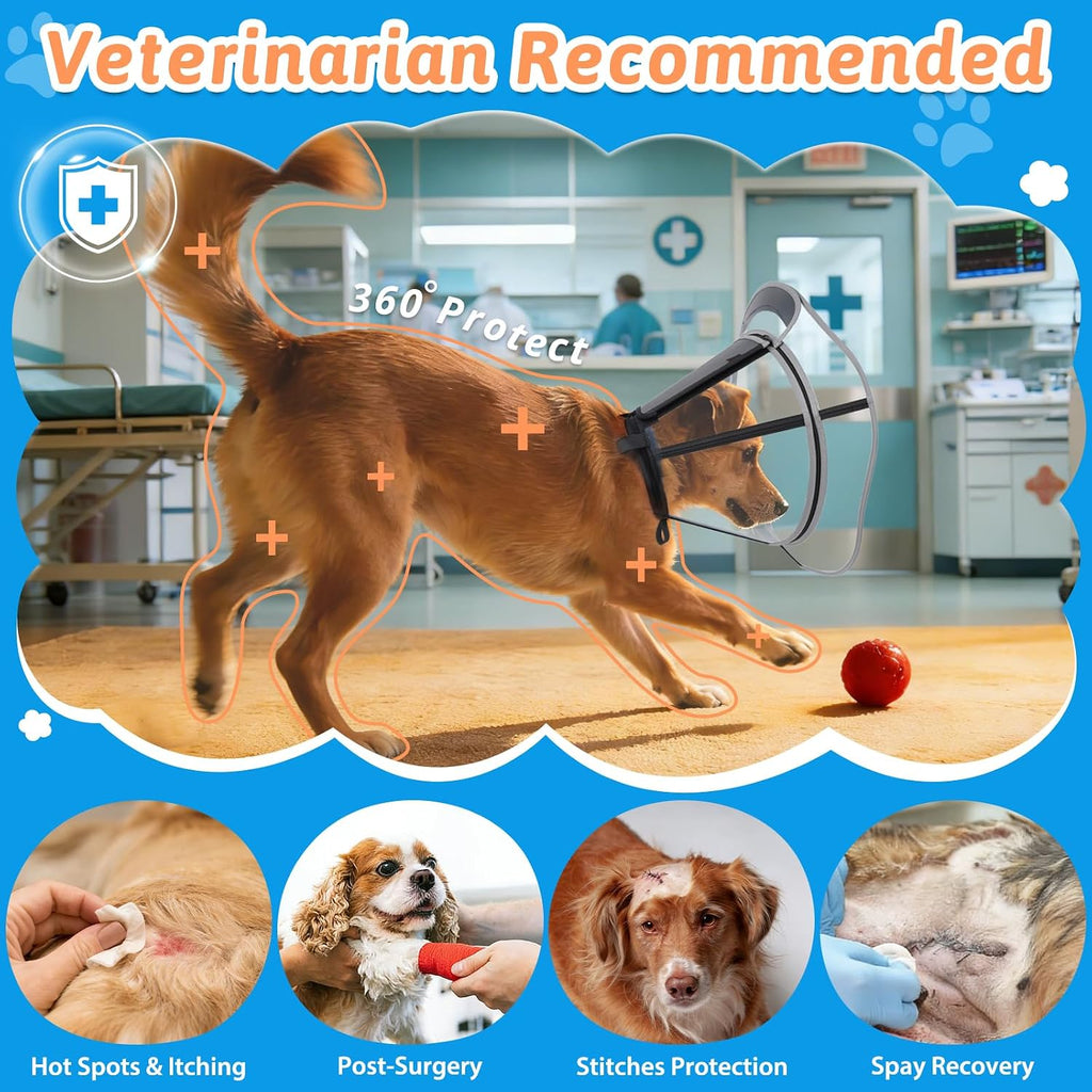 Didopet premium dog medical safety cone with secure elastic collar loops.
