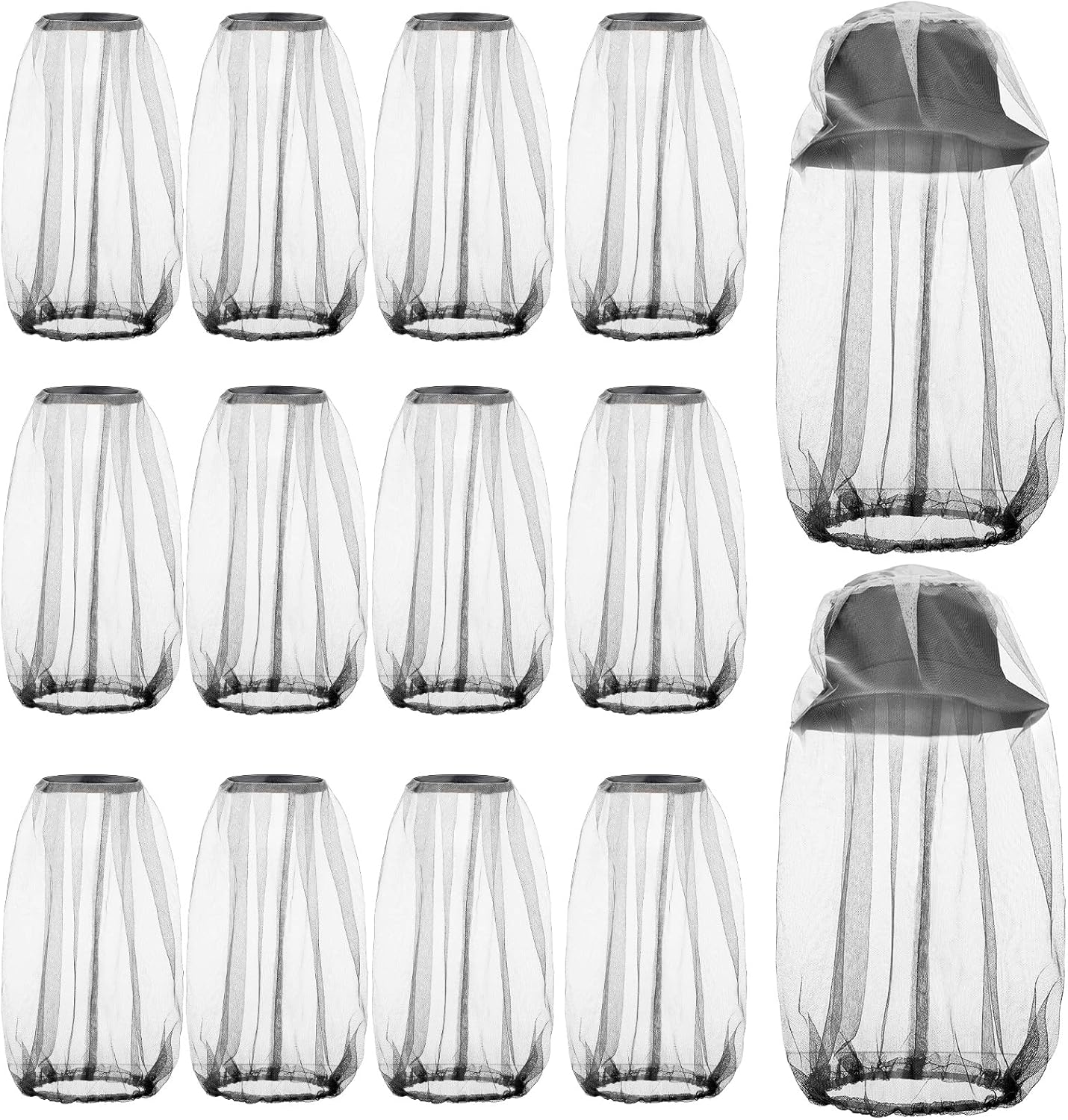 Funtery 12 piece mosquito head mesh net set in gray