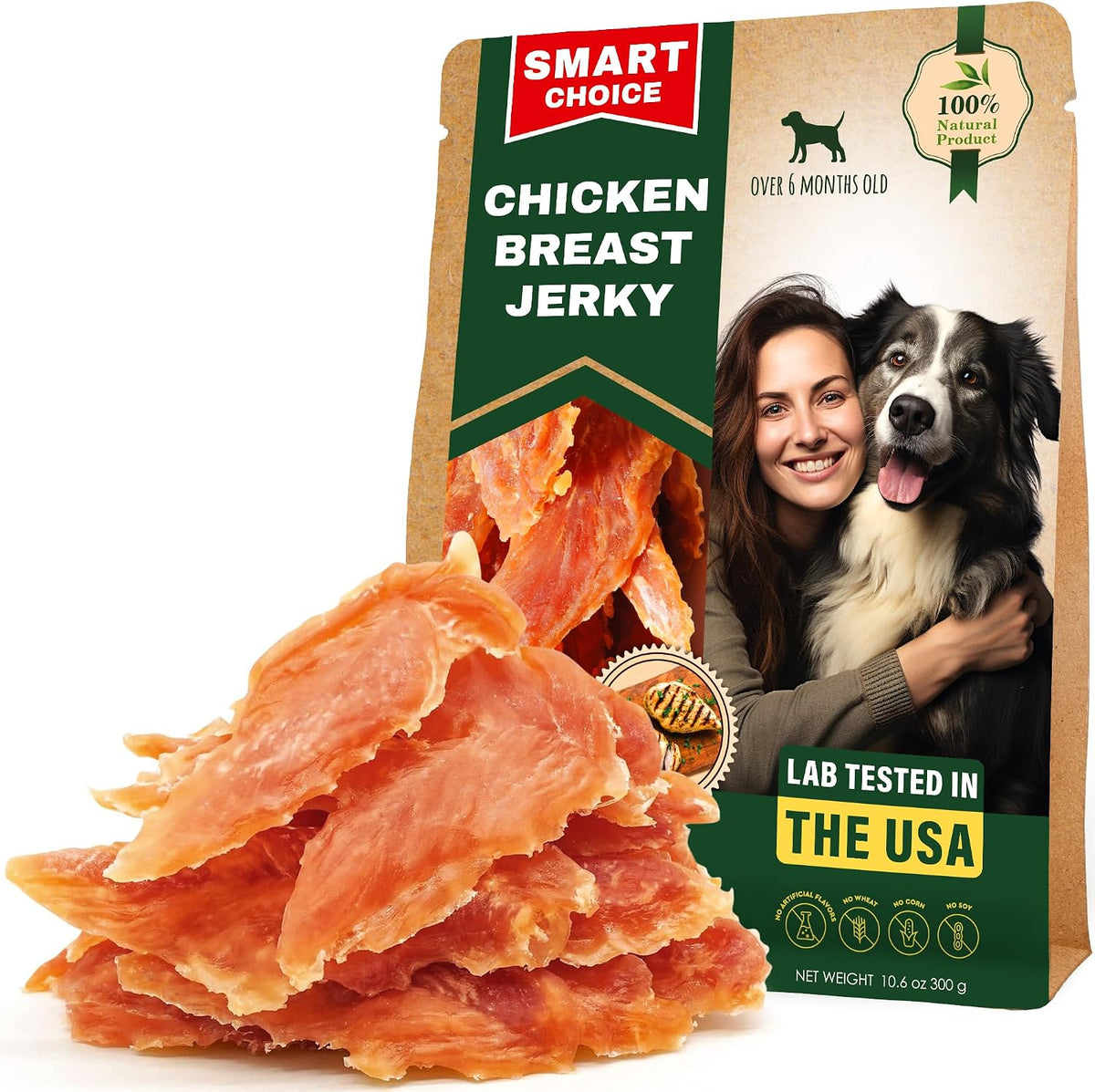 Dog Treats Chicken Jerky Strips 10.6 oz - Human Grade Meat Sticks - Natural Pet Dried Snacks Rawhide - Free - Long Lasting Chews for Large & Small Dogs - Best for Training & Healthy Teeth - Image 9