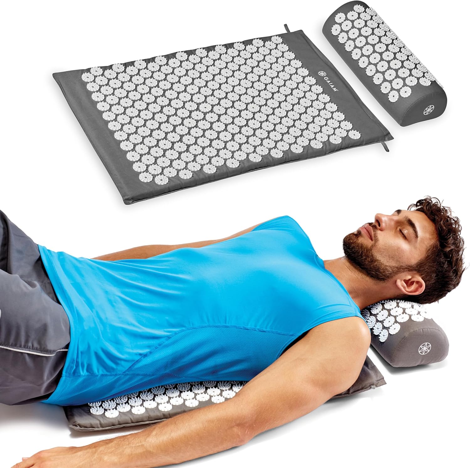 Gaiam Acupressure Mat and Pillow Set front view for back pain relief
