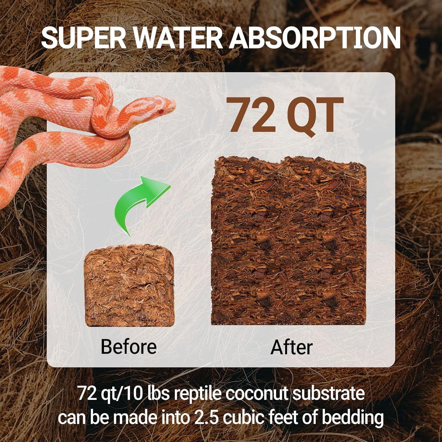 Repti Zoo reptile bedding expanding in a bucket of water for humidity control setup