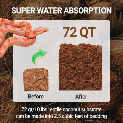 Repti Zoo reptile bedding expanding in a bucket of water for humidity control setup