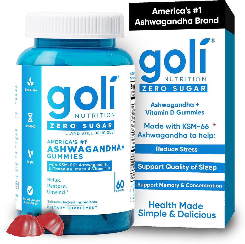 Goli Zero Sugar Ashwagandha gummies bottle 60 count