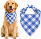 Genyzlux blue and white plaid dog bandana front view