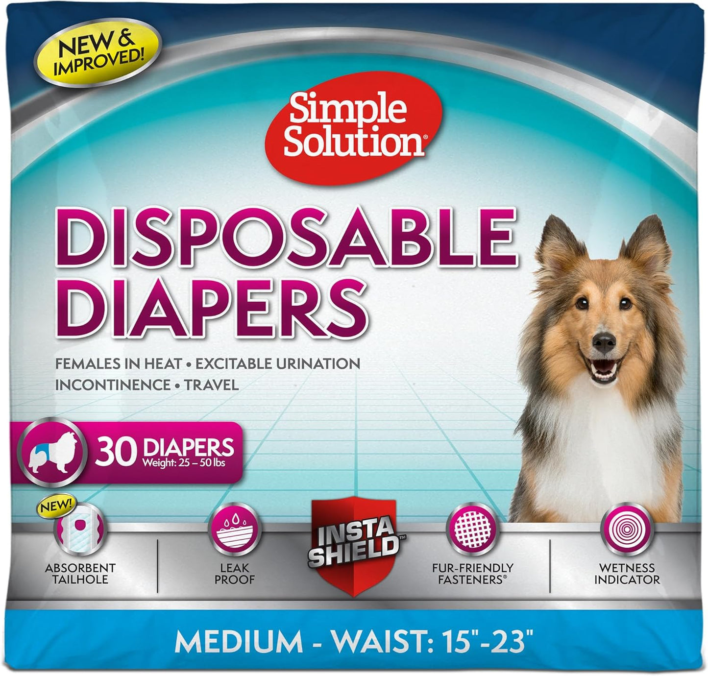 Simple Solution Disposable Dog Diapers, Female Dog Diapers, Puppy Potty Training, Incontinence and Heat Cycle Protection, Large Diapers for Dogs, 18-27 Inch Waist, 30 Count - Image 11