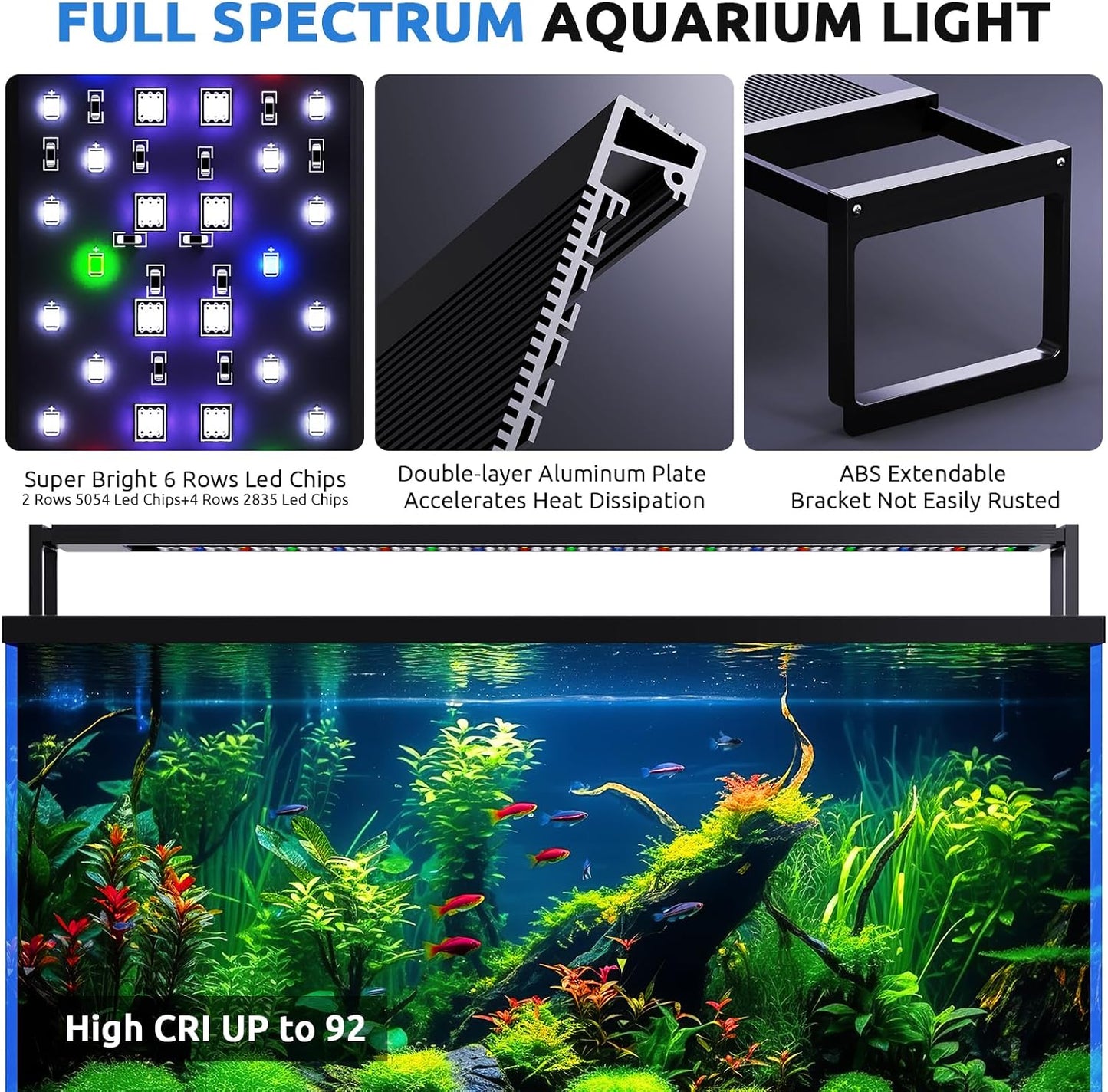 Seaoura programmable fish tank light simulating a blue moonlight cycle.