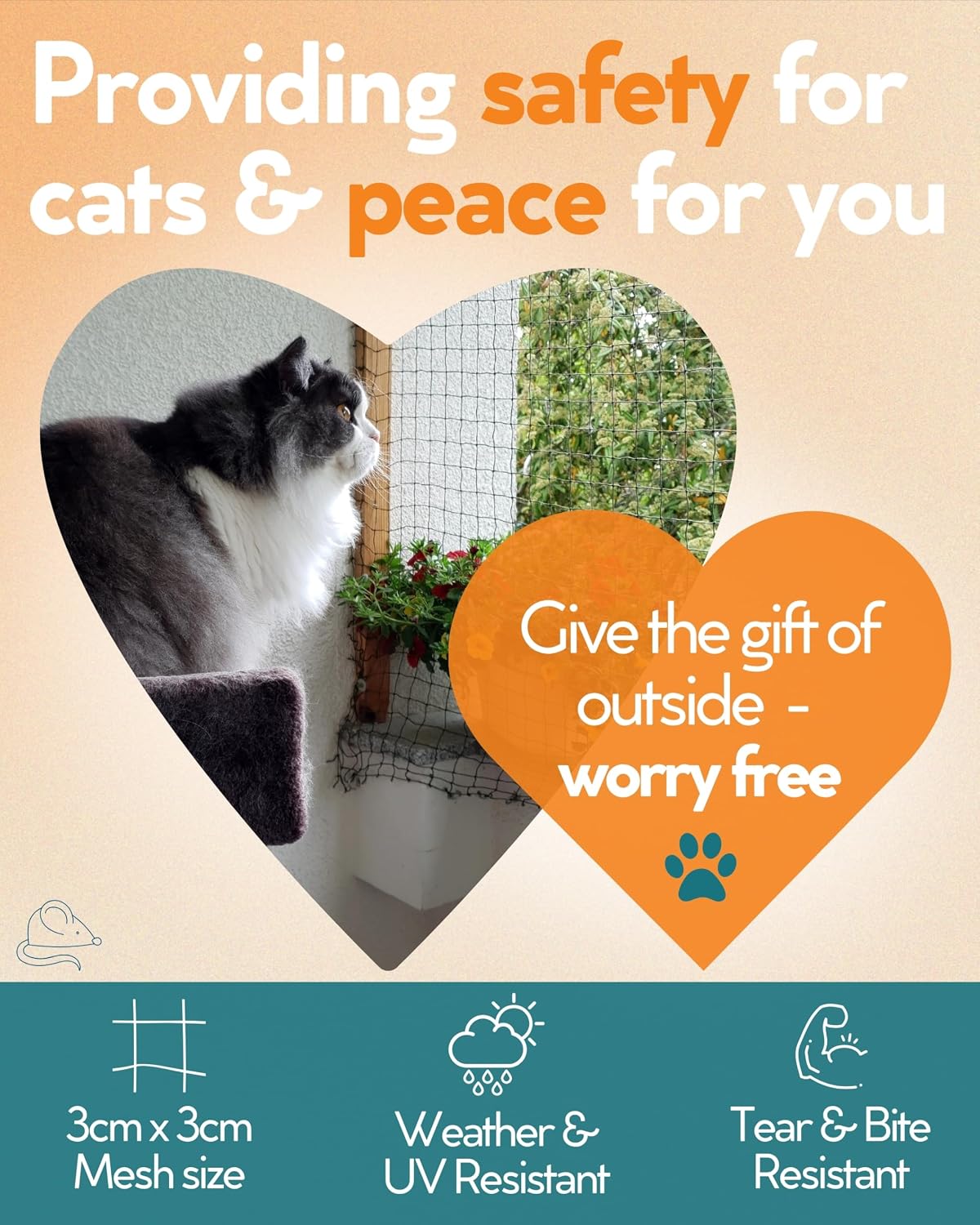 Full kit components of Primal Purr steel reinforced cat net