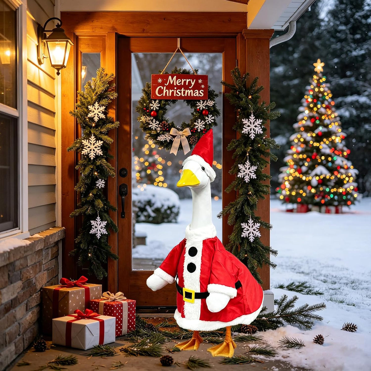 Kedaijin weather resistant polyester holiday goose clothing close up view of durable fabric stitching