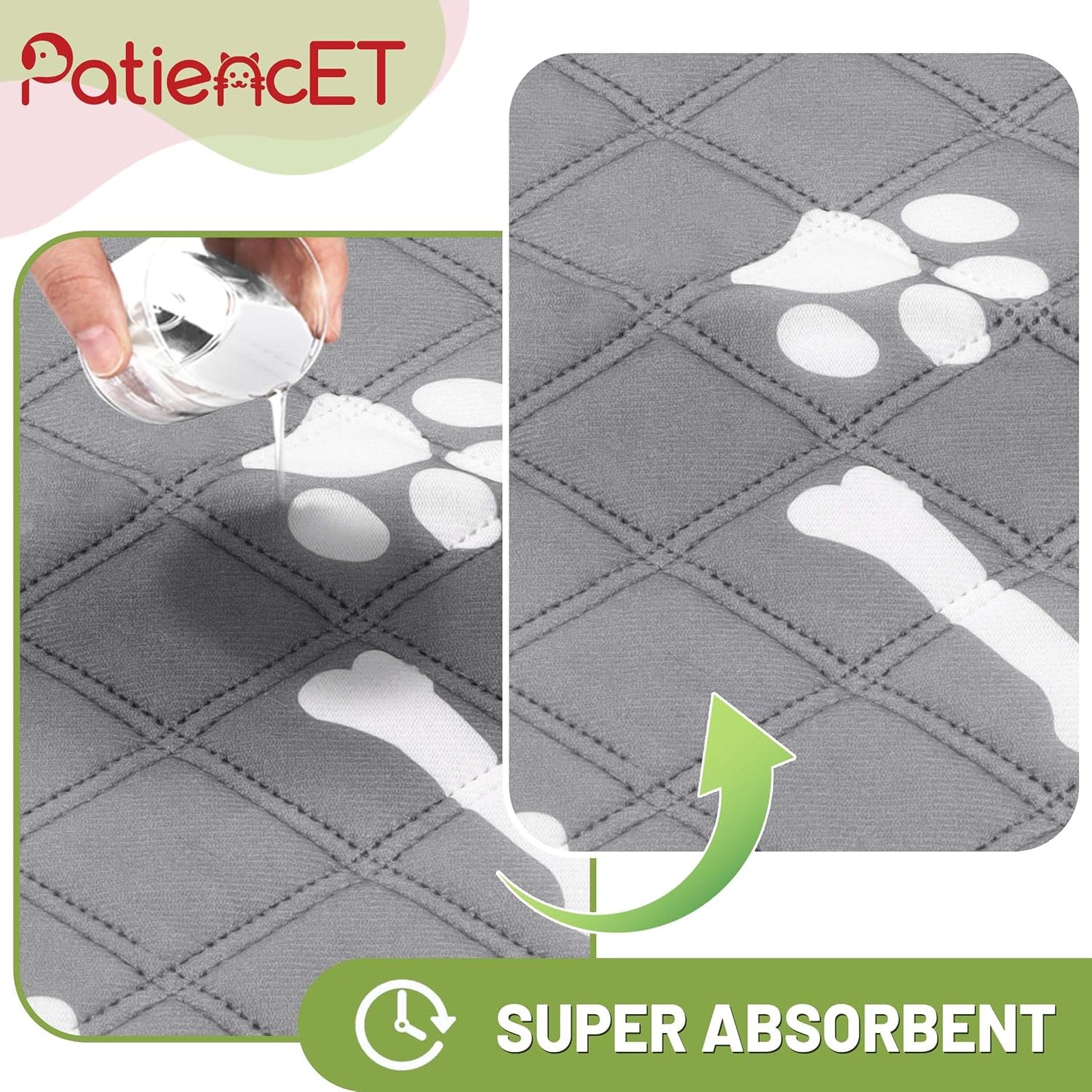 Non-slip rubber backing on reusable dog pee pads for floor safety