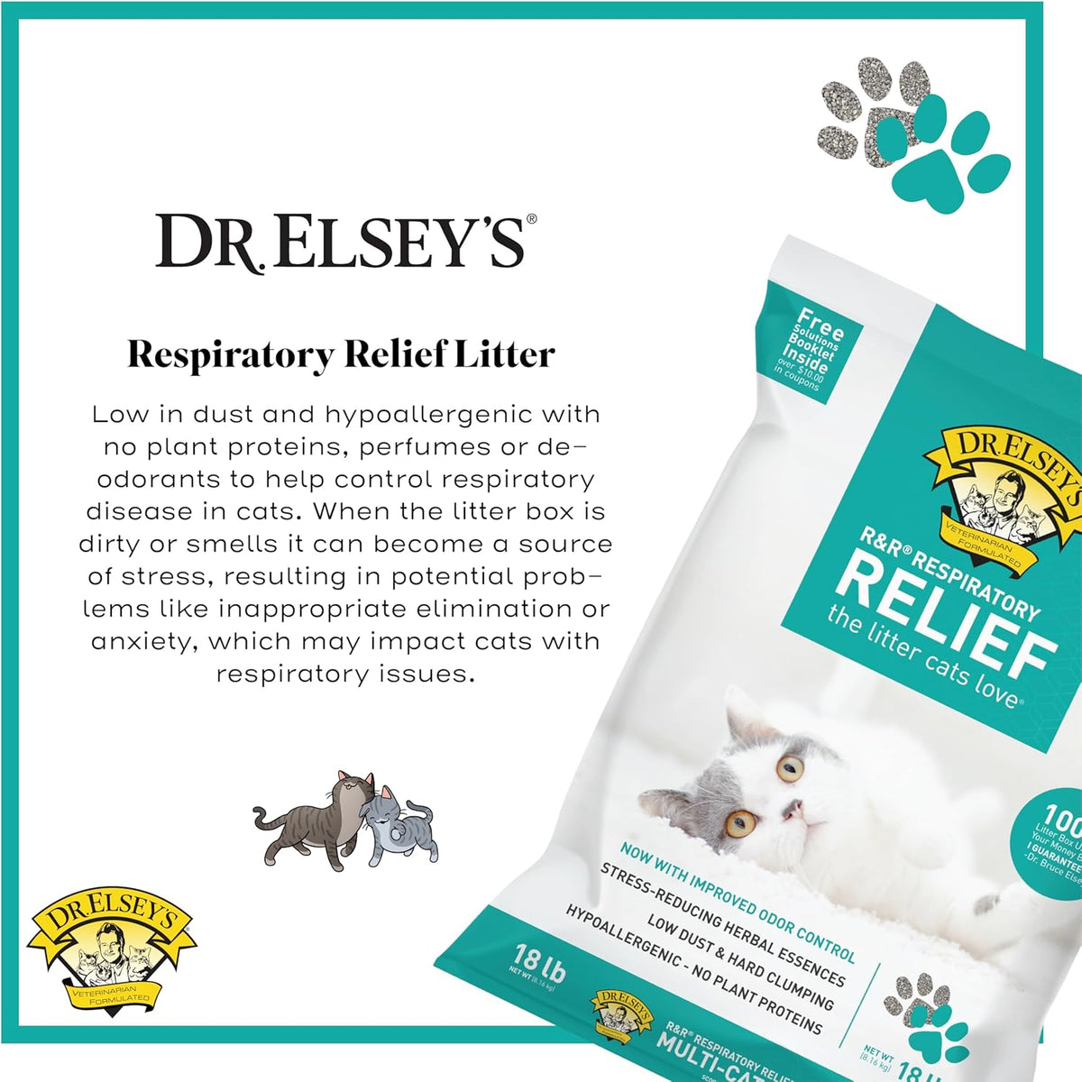 Close up of Dr. Elsey's R&R clay litter texture for respiratory relief