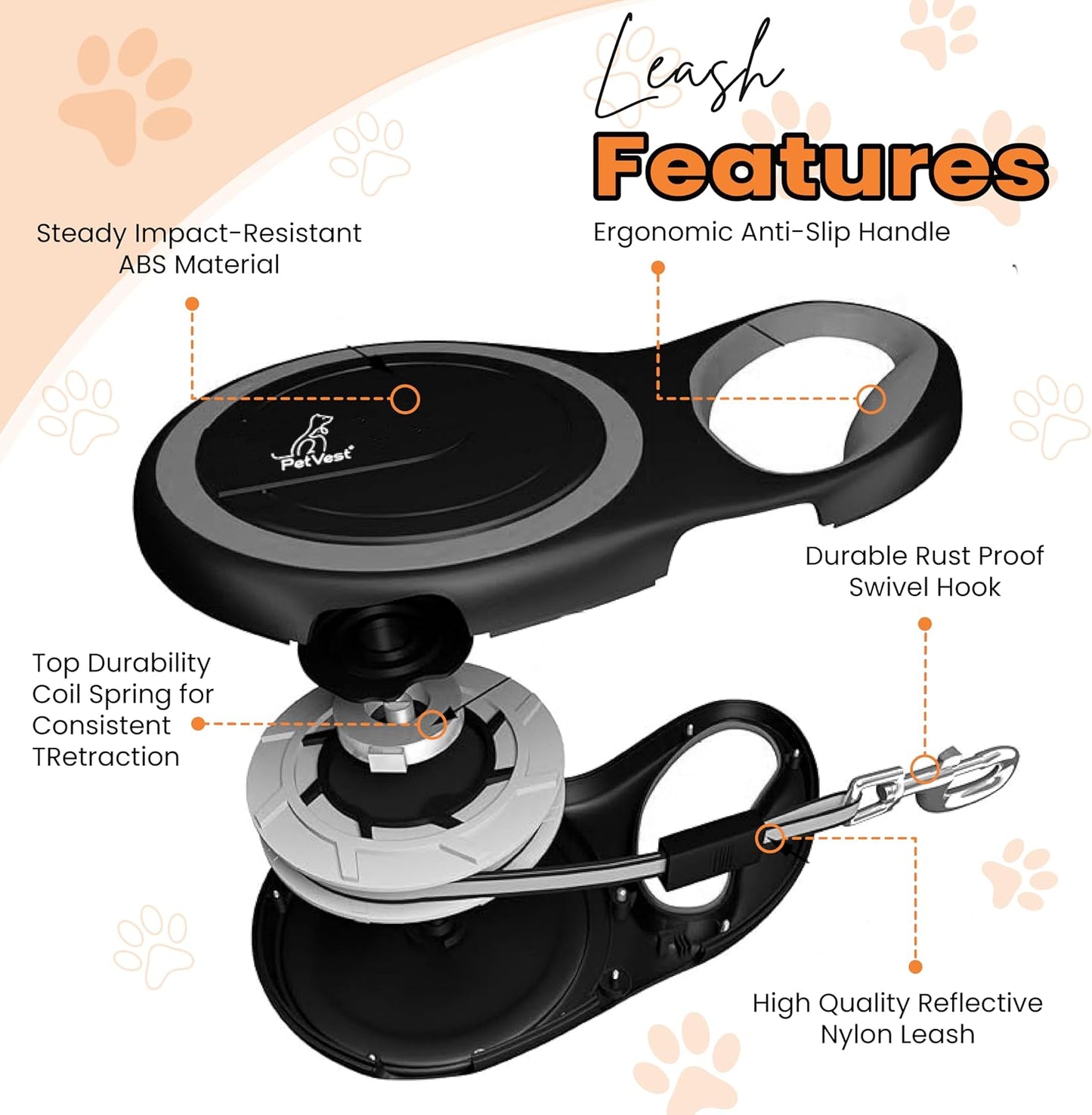 Close up of PetVest branding on leash handle