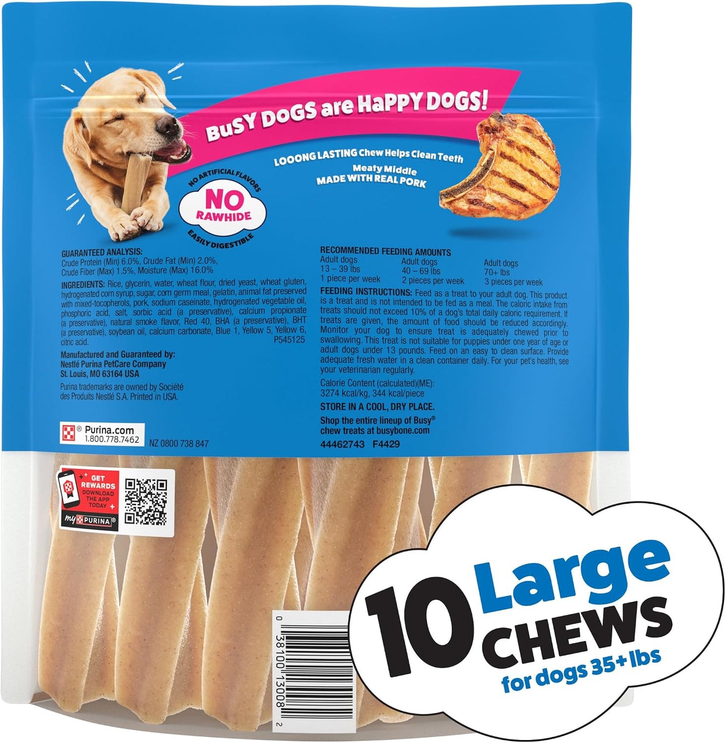 Purina Busy Bone Adult Dog Chew Bone Treats, Original - 10 ct. Pouch - Image 11