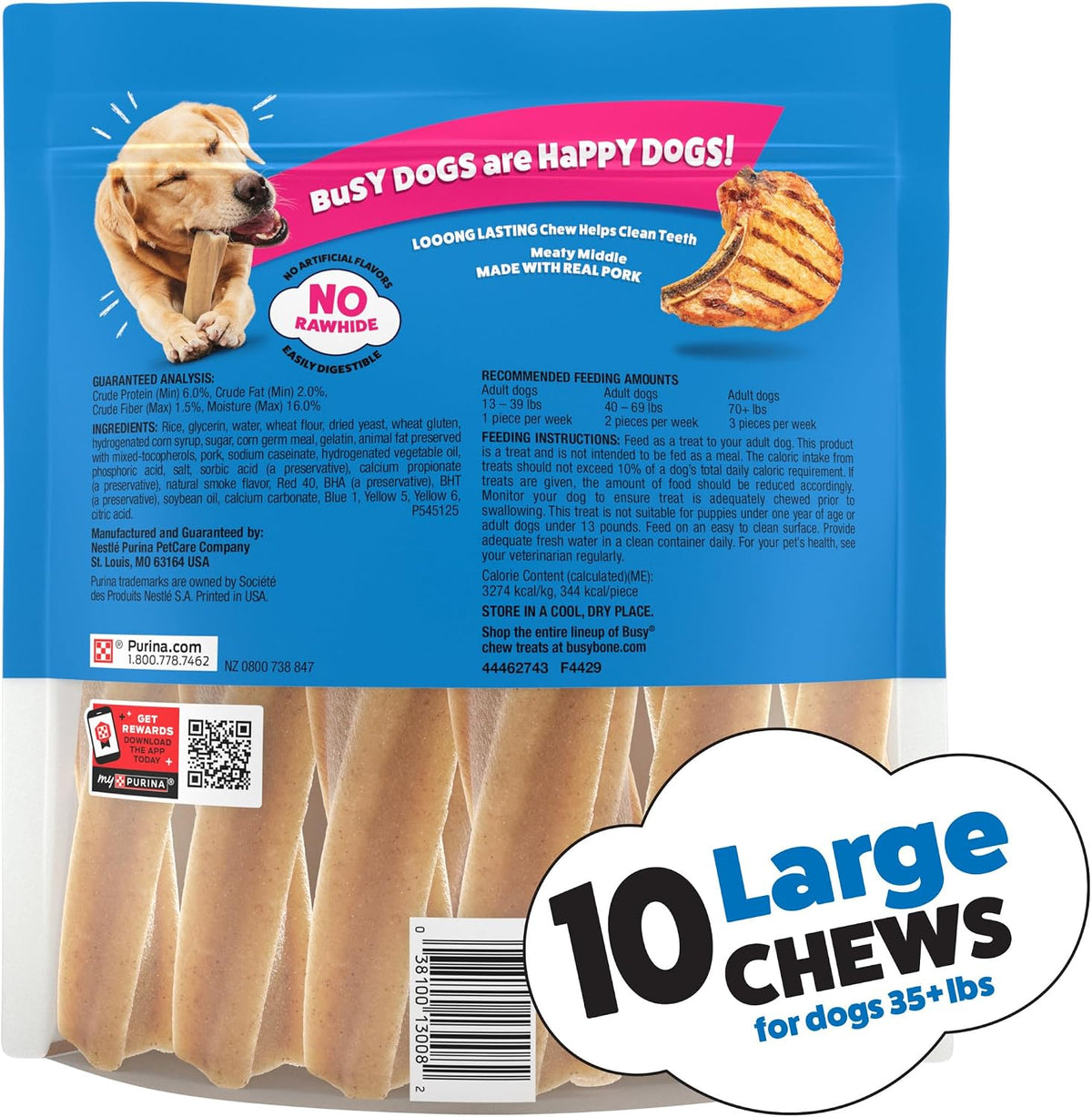 Purina Busy Bone Adult Dog Chew Bone Treats, Original - 10 ct. Pouch - Image 11