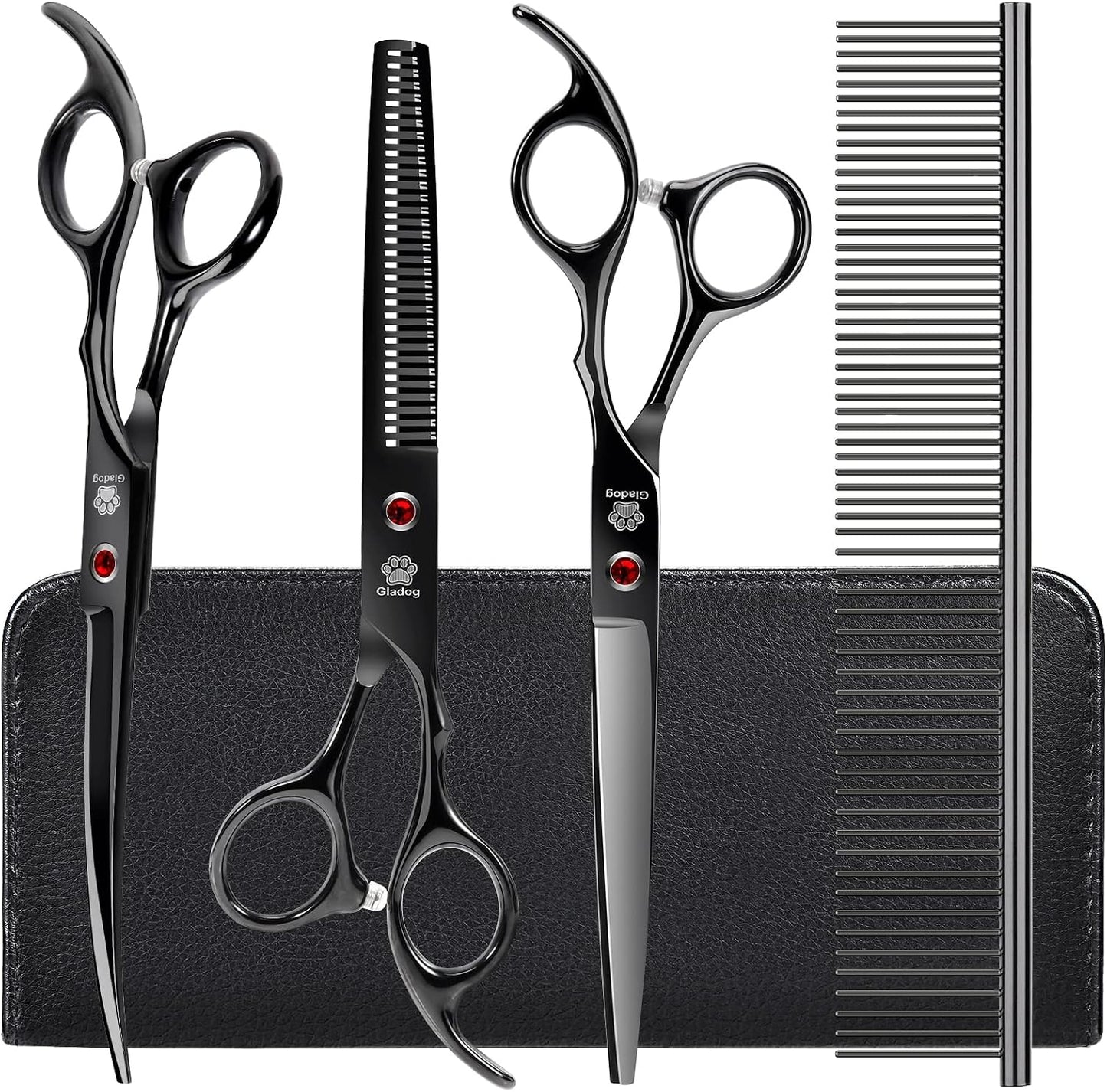 GLADOG Professional 5 in 1 Dog Grooming Scissors Set with Safety Round Tips, Sharp and Heavy-duty Pet Grooming Shears for Cats - Image 13