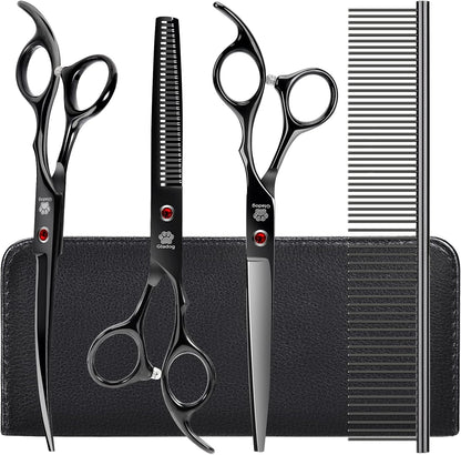 GLADOG Professional 5 in 1 Dog Grooming Scissors Set with Safety Round Tips, Sharp and Heavy-duty Pet Grooming Shears for Cats - Image 13
