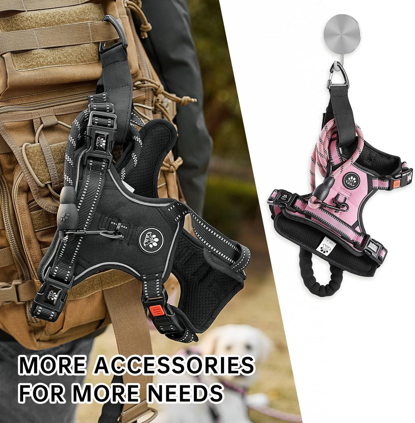Dog wearing pink Nestroad no pull harness