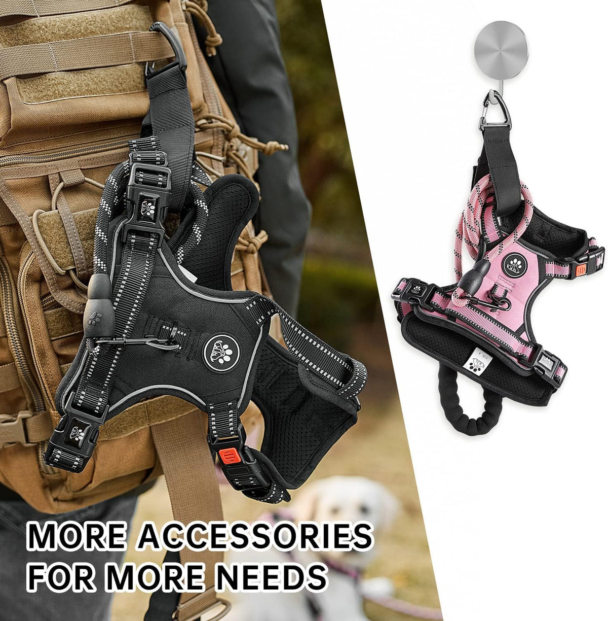Dog wearing pink Nestroad no pull harness