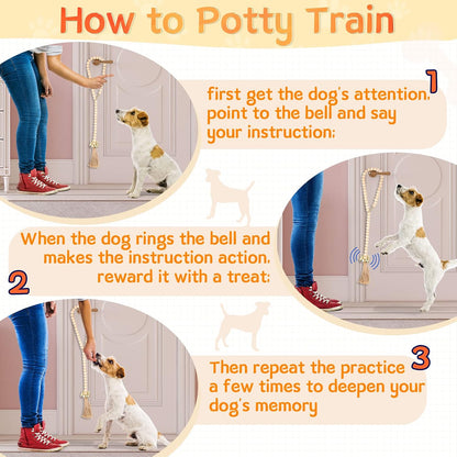 Set of white gray and wood color dog door bells for home