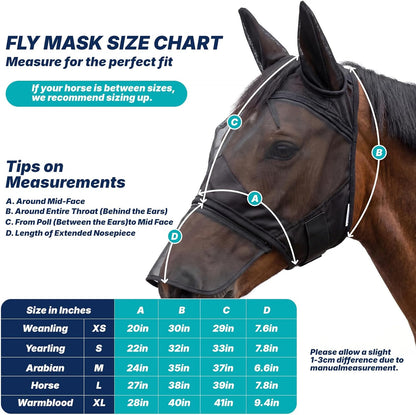 Sagud fly mask showing secure hook and loop fasteners