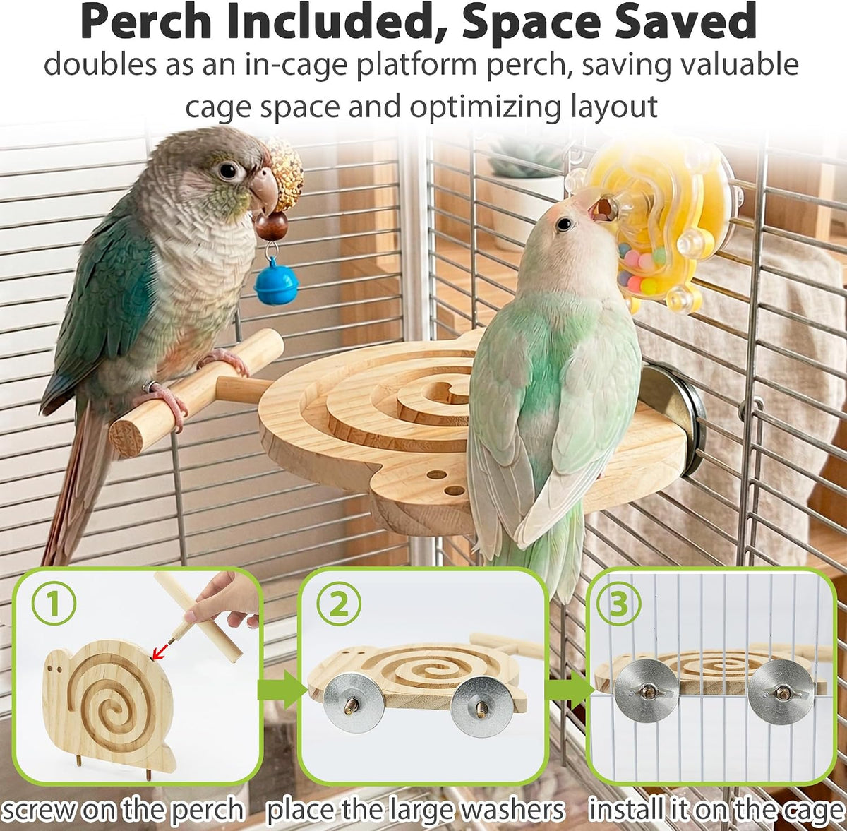 Jevnd bird cage toy mounted with stainless steel washer