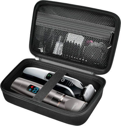 Comecase protective hair clipper storage case front view showing black shell and black zipper