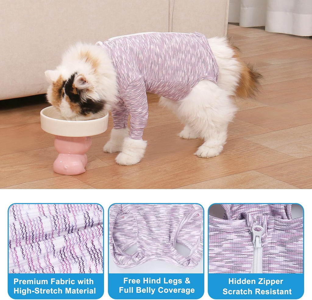 Back zipper detail on Feimax cat surgical suit