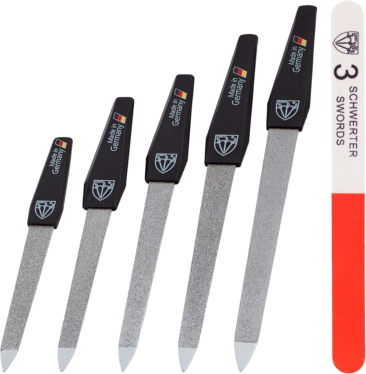 3 Swords Germany sapphire metal nail file set front view