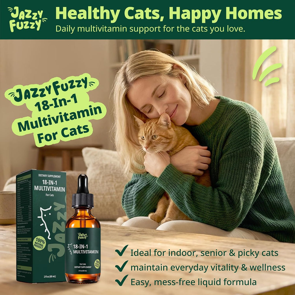 18-in-1 Liquid Multivitamin, Taurine & Lysine for Cats, Cat Liquid Vitamin, Senior & Picky Cats, Supports Immune, Skin & Coat, Energy & Overall Wellness, Chicken Flavor, 2 fl oz - Image 9