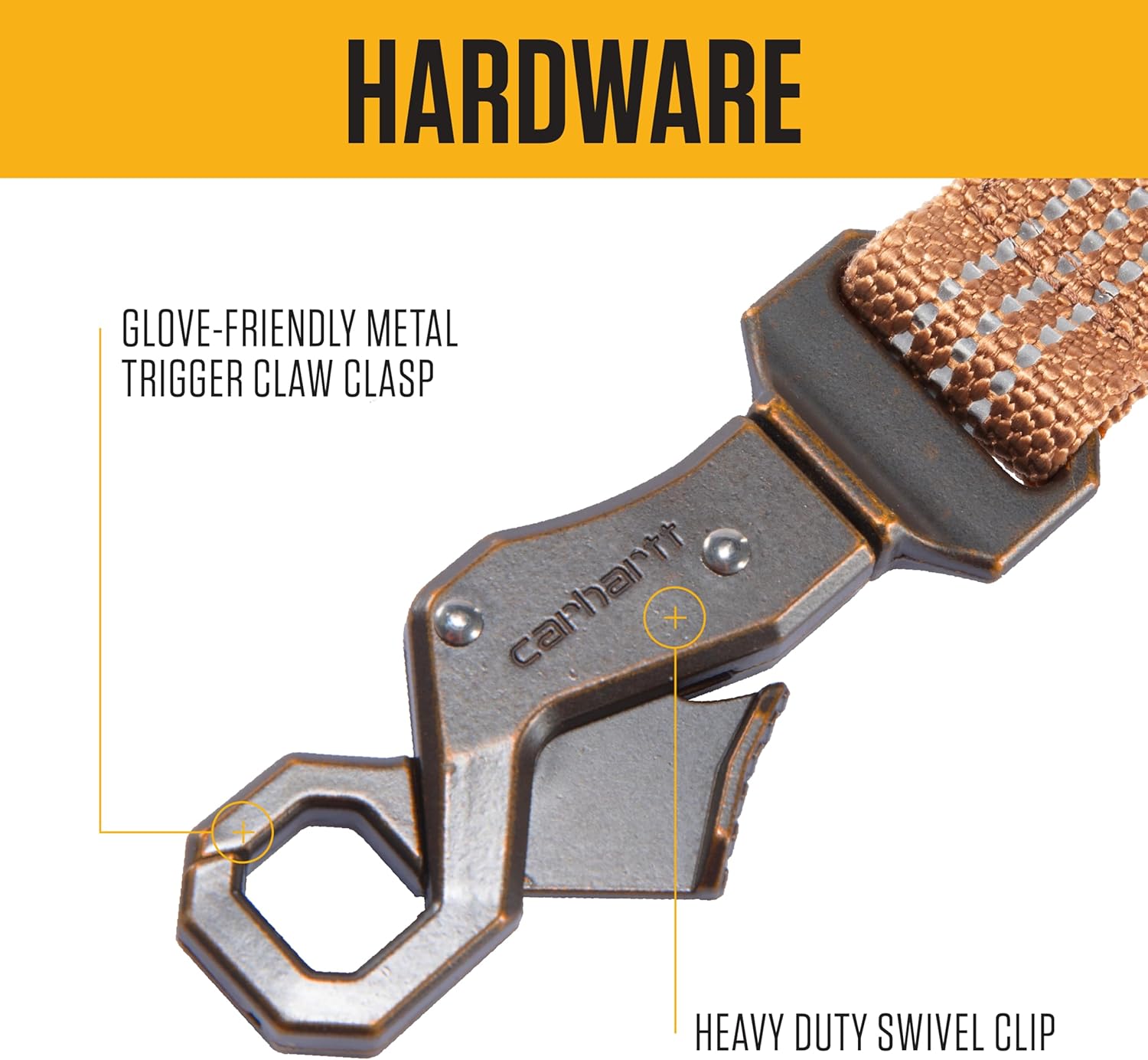 Reflective stitching on Carhartt brown dog leash