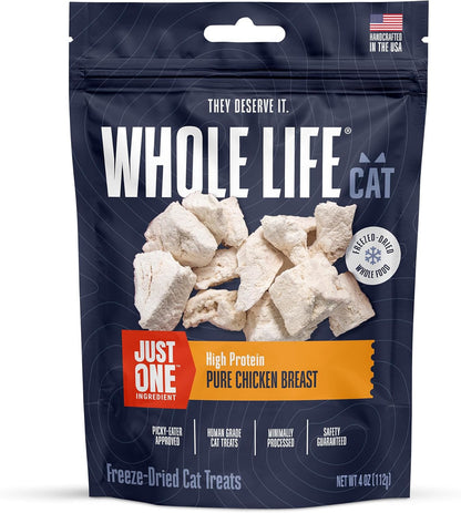 Whole Life Cat Just One Chicken Freeze Dried Cat Treats - Human Grade High Protein Food, Healthy Training Snacks, Freeze Dried Chicken Food Toppers, USA Made Natural Treats - 10 oz (Pack of 1) - Image 9