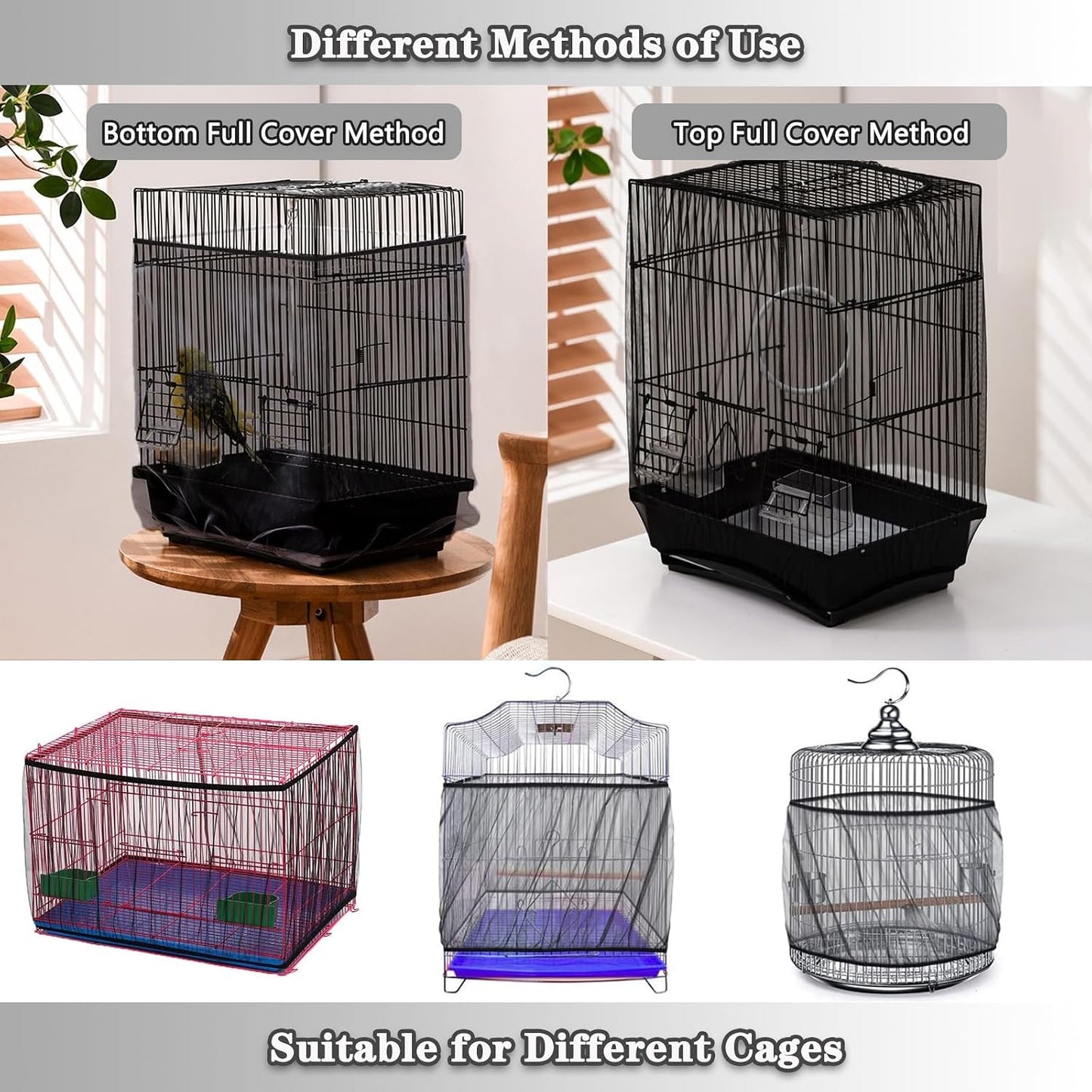Washable nylon bird cage skirt showing elasticity strength
