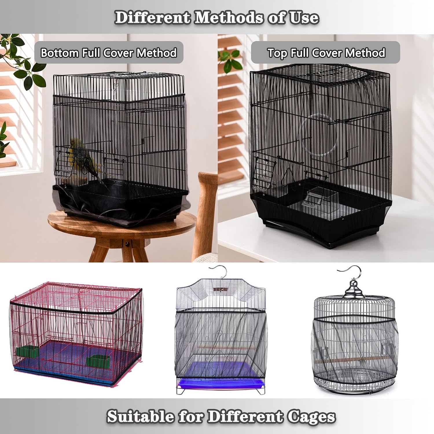 Washable nylon bird cage skirt showing elasticity strength