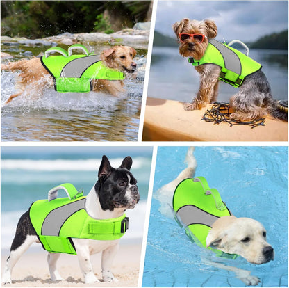 Dog safety swimsuit showing breathable mesh underbelly for comfort