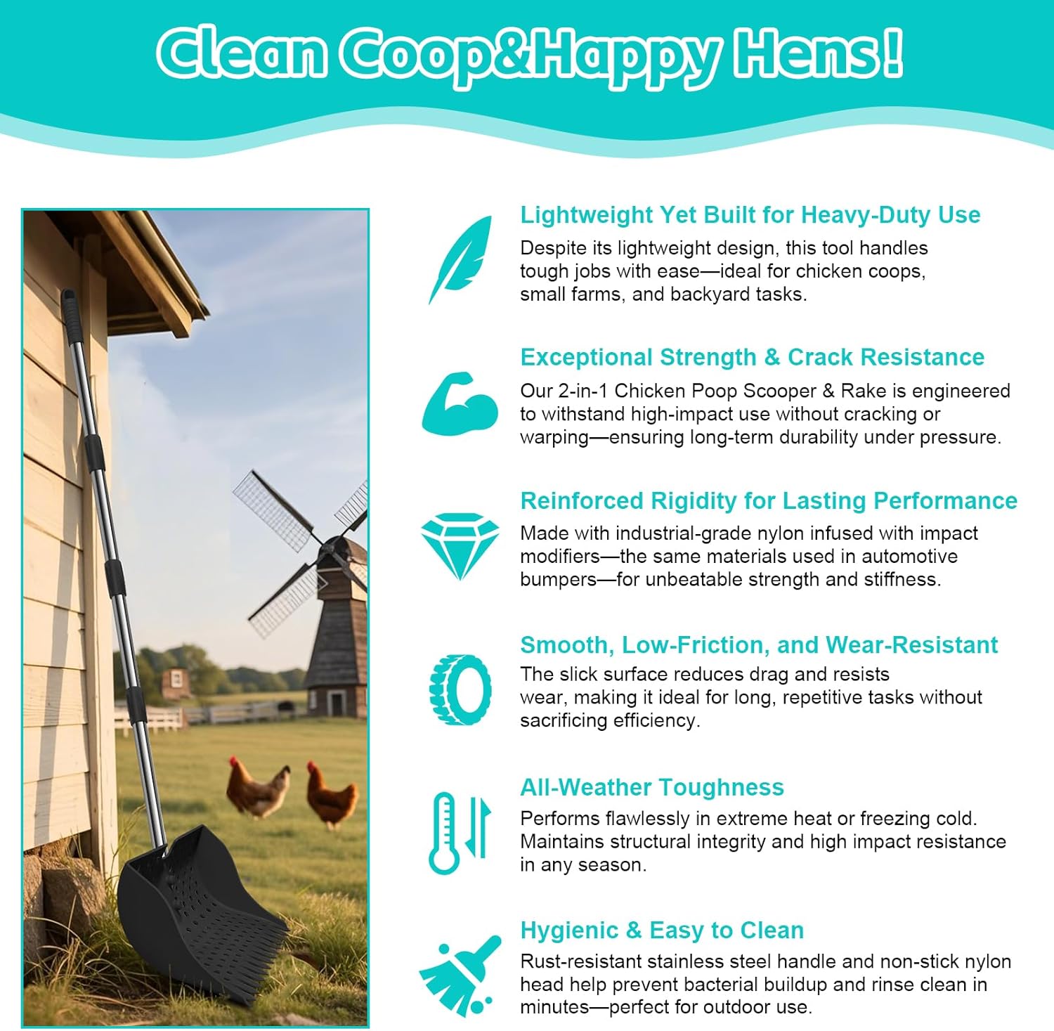 HUMUMU multi sifter tool for small farm animal cleaning